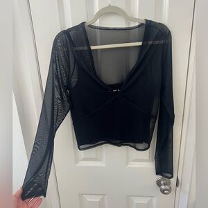Like-new Abercrombie & Fitch sheer black long sleeve top - Size L